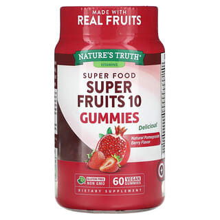 Nature's Truth‏, Super Fruits 10 סוכריות גומי, פירות יער רימון טבעי, 60 סוכריות גומי טבעוניות