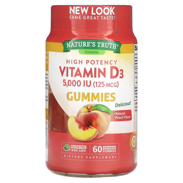 Nature's Truth, Vitamin D3, High Potency, Natural Peach, 5,000 IU (125 ...