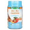 維生素，D3 + K2 鈣，天然桃子芒果味，50 粒素食軟糖