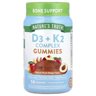 Nature's Truth, D3 + K2 Complex Gummies, D3 + K2-Komplex-Fruchtgummis, natürlicher Pfirsich-Mango, 50 Fruchtgummis