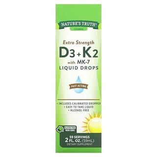 Nature's Truth, Potência extra D3 + K2 com Gotas Líquidas de MK-7, 59 ml (2 fl oz)