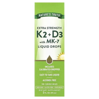 Nature's Truth, Extra Strength D3 + K2 with MK-7 Liquid Drops, 2 fl oz (59 ml)