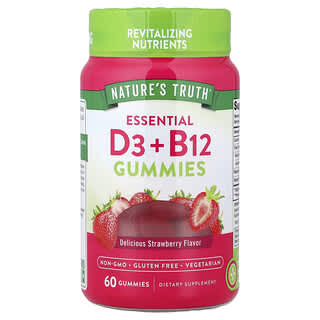 Nature's Truth, Revitalizing D3 + B12, Strawberry, 60 Vegetarian Gummies