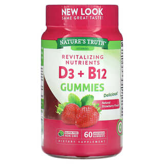 Nature's Truth, Revitalizing D3 + B12, Strawberry, 60 Vegetarian Gummies