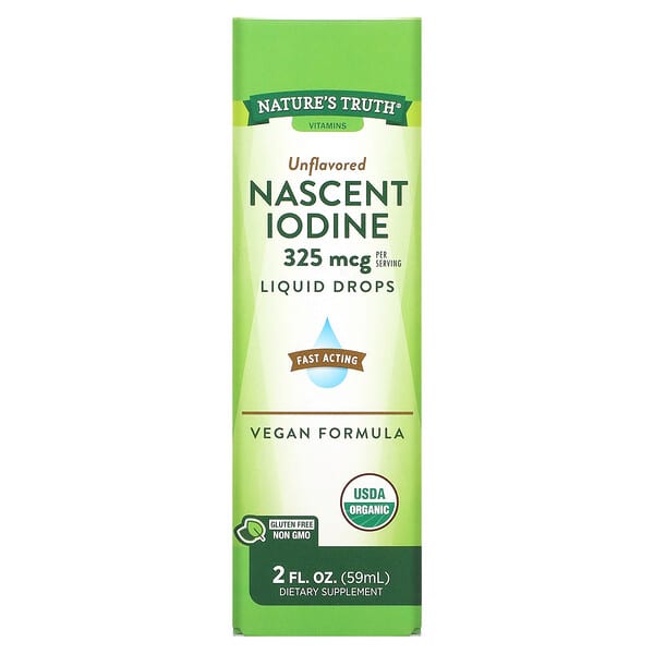 Nature's Truth‏, Vitamins, Nascent Iodine, Liquid Drops, Unflavored, 325 mcg, 2 fl oz (59 ml)