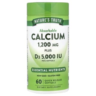 Nature's Truth, Absorbable Calcium Plus D3, 60 capsules à enveloppe molle à libération rapide