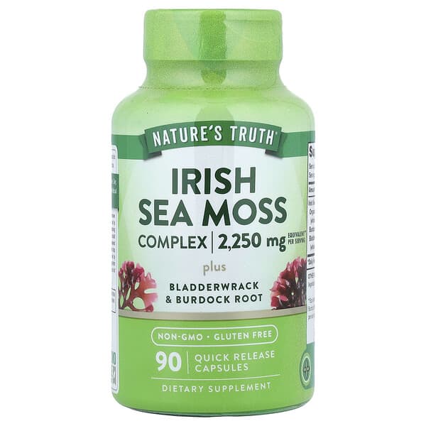 Irish Sea Moss Complex Plus Bladderwrack & Burdock Root, 90 Quick Release Capsules