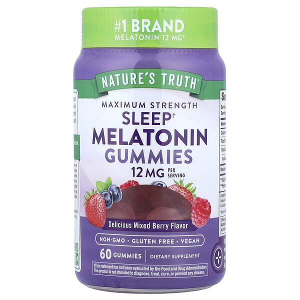 Sleep Melatonin Gummies, Delicious Mixed Berry, 60 Gummies (6 mg per Gummy)