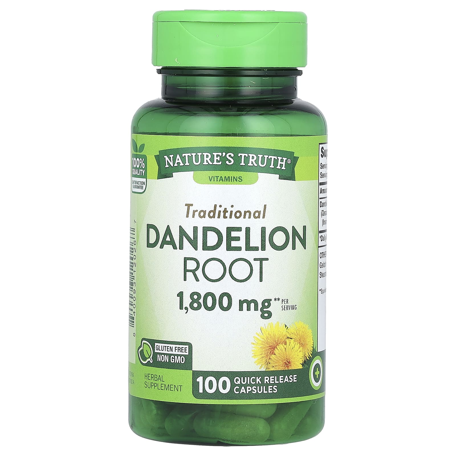 Nature's Truth, Vitamins, Dandelion Root, 1,800 mg , 100 Quick Release ...