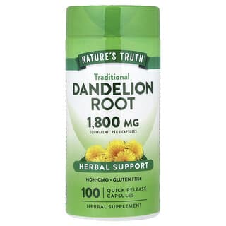 Nature's Truth, Raíz de diente de león, 100 cápsulas de liberación rápida (900 mg por cápsula)