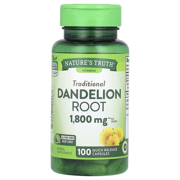 Vitamins, Dandelion Root, 100 Quick Release Capsules (900 mg per Capsule)