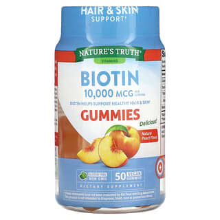 Nature's Truth, Biotin, Natural Peach, 5,000 mcg, 50 Vegan Gummies