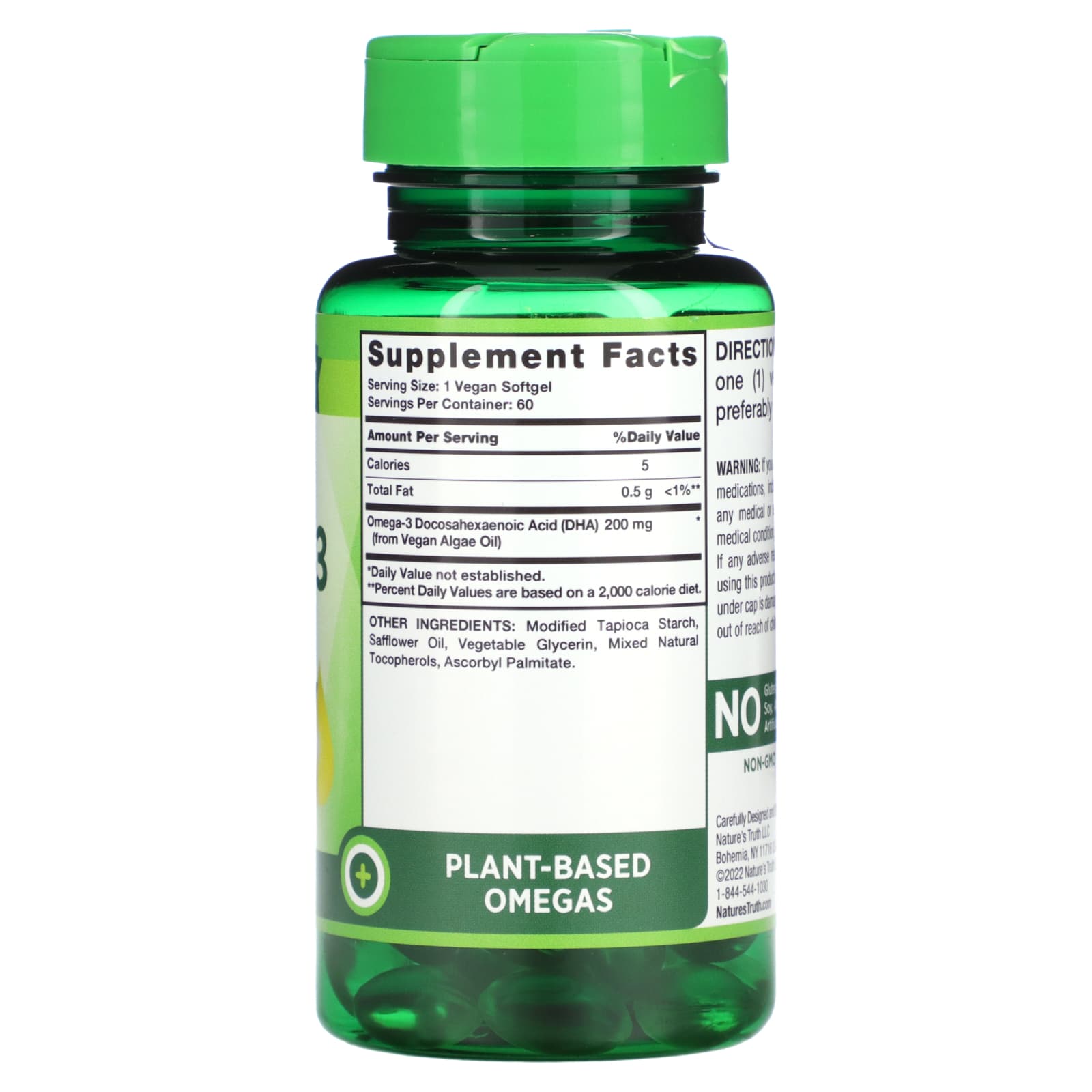 Nature's Truth, Vegan Omega3 Algae Oil with DHA, 60 Vegan Softgels