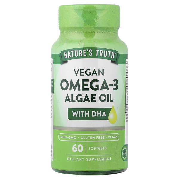 Nature's Truth Vegan Omega-3 Algae Oil with DHA, 60 Softgels