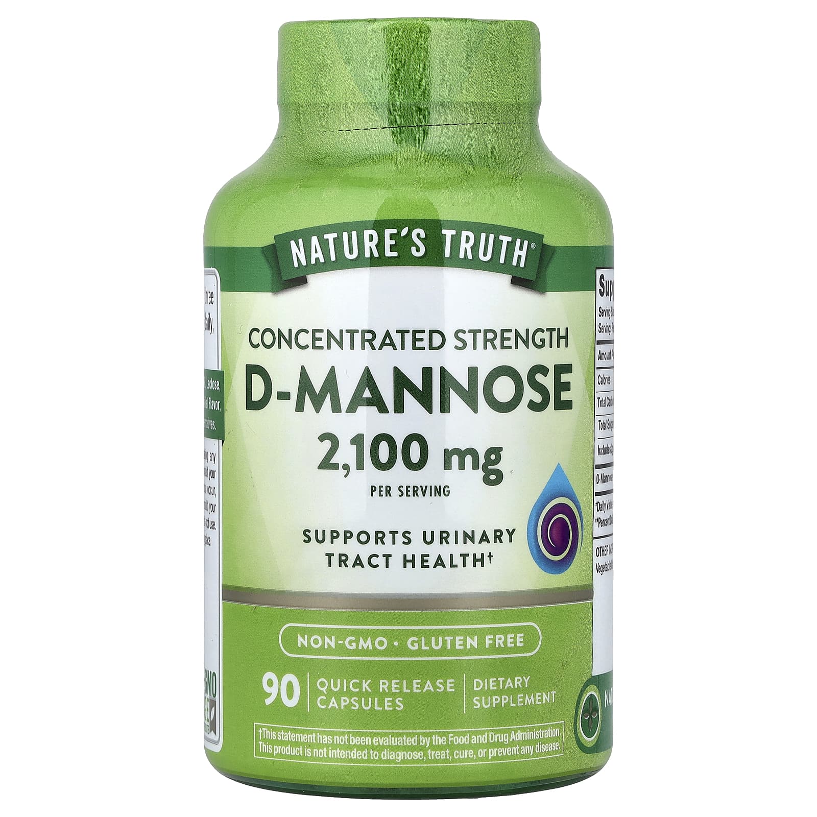D-manosa, 90 cápsulas de liberación rápida (700 mg por cápsula)