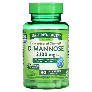 Nature's Truth, Skoncentrowana siła, D-mannoza, 2100 mg, 90 kapsułek o szybkim uwalnianiu (700 mg na kapsułkę)