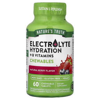 Nature's Truth, Elektrolit Hidrasyon + B Vitaminleri Çiğnenebilir Tabletler, Doğal Meyve, 60 Çiğnenebilir Tablet