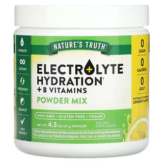Nature's Truth, Electrolyte Hydration + Vitamins B, порошкова суміш, лимон, 121 г (4,3 унції)
