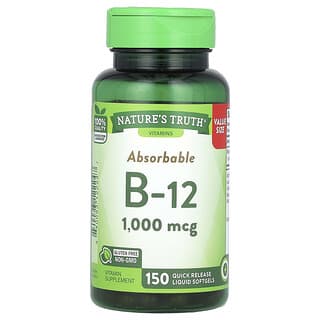 Nature's Truth, растворимый витамин B12, 1000 мкг, 150 капсул с быстрым высвобождением