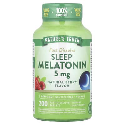 Nature's Truth, Sleep Support Melatonin, Natural Berry Flavor, 5 mg, 200 Quick Dissolve Tablets
