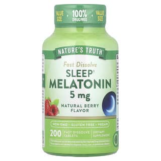 Nature's Truth, Melatonina para dormir, Baya natural, 5 mg, 200 comprimidos de rápida disolución