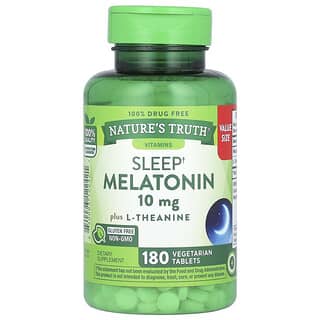 Nature's Truth, Melatonina más L-teanina para dormir, 10 mg, 180 comprimidos vegetales