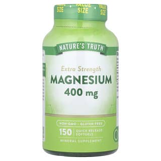 Nature's Truth, Magnesio, Concentración extra, 400 mg, 150 cápsulas blandas de liberación rápida