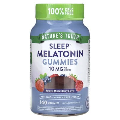Nature's Truth, Sleep Support Melatonin Gummies, Natural Assorted Berry Flavor, 10 mg, 140 gummies (5 mg each gummy)