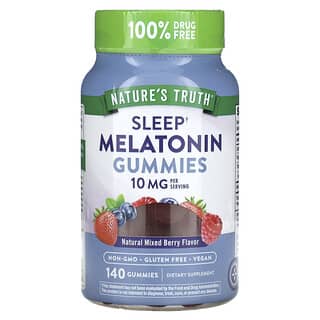Nature's Truth, Caramelle gommose alla melatonina per il sonno, bacche miste naturali, 10 mg, 140 caramelle gommose (5 mg per caramella gommosa)