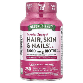 Nature's Truth, Hair, Skin & Nails with Biotin, 250 Rapid Release Liquid Softgels