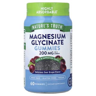 Nature's Truth, Magnesium Glycinate Gummies, Heerlijke Zure Druif, 60 Gummies
