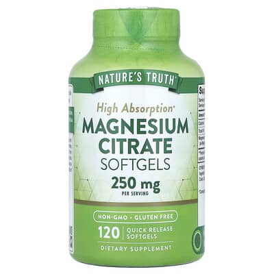 Nature's Truth, Magnesium Citrate, 250 mg, 120 Immediate-Release Softgels (125 mg each softgel)