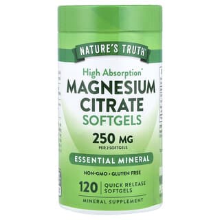 Nature's Truth, Citrate de magnésium, 120 capsules à enveloppe molle à libération rapide (125 mg par capsule à enveloppe molle)