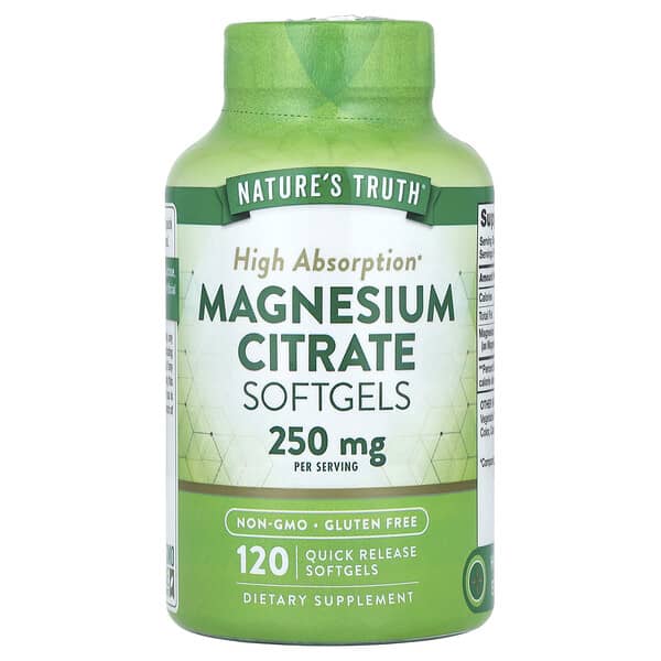 Nature's Truth Magnesium Citrate, 120 Quick Release Softgels (125 mg per Softgel)