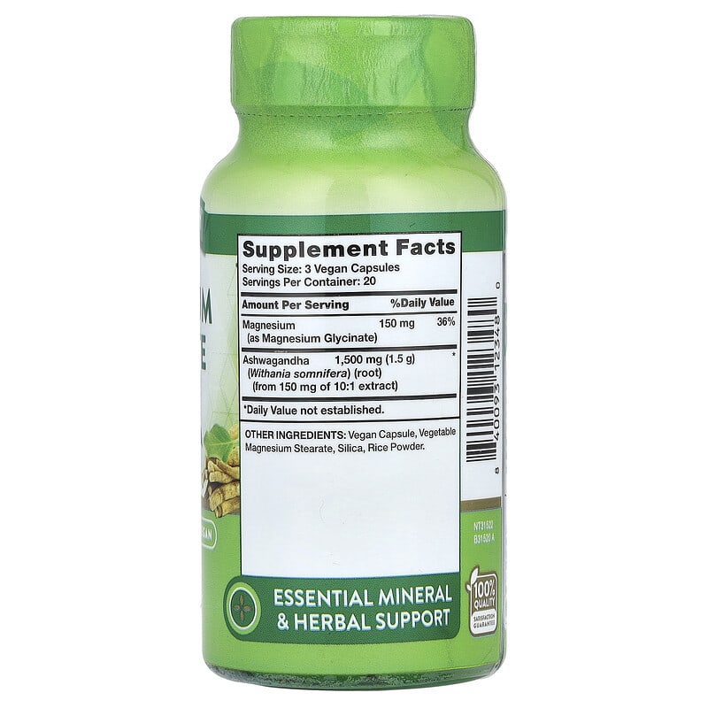 Gélules Ashwagandha 3 En 1 650mg - Avec Magnésium Et Rhodiola, Complément Naturel
