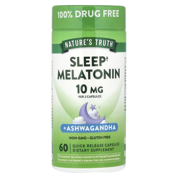 Nature's Truth, Sleep Melatonin + Ashwagandha, 60 Quick Release Capsules — product photo 1