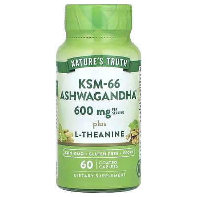 Nature's Truth, KSM-66 Ashwagandha Plus L-Theanine, 60 Coated Tablets