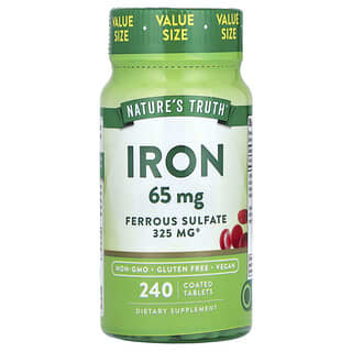 Nature's Truth, Ferro, solfato ferroso, 65 mg, 240 compresse rivestite