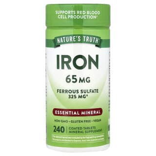 Nature's Truth, Ferro, Sulfato Ferroso, 65 mg, 240 Comprimidos Revestidos