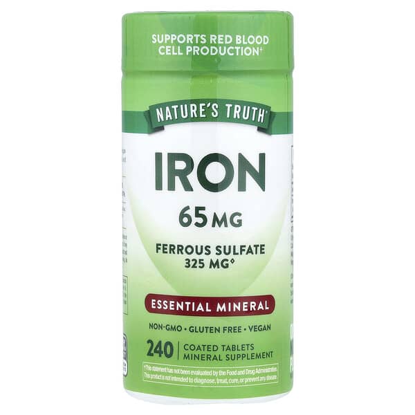 Nature's Truth, Iron, 65 mg, 240 Coated Tablets — product photo 1