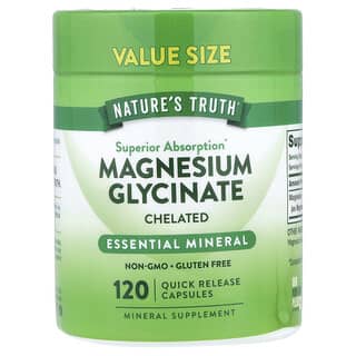 Nature's Truth, Glicinato de magnesio, Suplemento quelado, 120 cápsulas de liberación rápida (100 mg por cápsula)