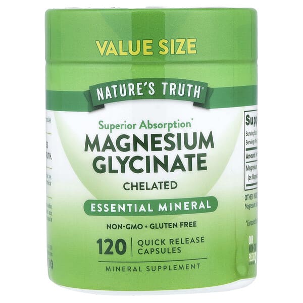 Nature's Truth, Magnesium Glycinate, Chelated, 120 Quick Release Capsules (100 mg per Capsule) — product photo 1