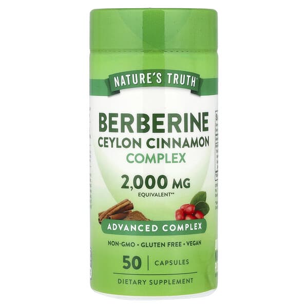 Nature's Truth, Berberine Ceylon Cinnamon Complex, 2,000 mg, 50 Capsules — product photo 1