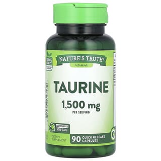Nature's Truth, Vitaminas, Taurina, 1.500 mg, 90 Cápsulas de Liberação Rápida (500 mg por Cápsula)