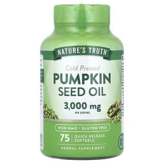 Nature's Truth, Huile de graine de courge, Pressée à froid, 3000 mg, 75 capsules à enveloppe molle à libération rapide, (1000 mg par capsule à enveloppe molle)