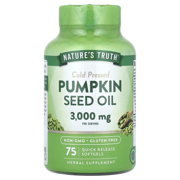 Pumpkin Seed Oil, Cold Pressed, 75 Quick Release Softgels, (1,000 mg per Softgel)