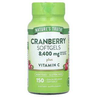 Nature's Truth, Cranberry Softgels Plus Vitamin C, Cranberry-Weichkapseln plus Vitamin C, 150 Weichkapseln mit schneller Freisetzung