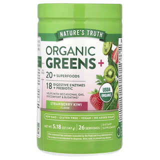 Nature's Truth, Greens+ biologique, Saveur fraise-kiwi, 147 g