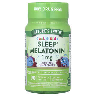 Nature's Truth, Just 4 Kidz, Sommeil, Mélatonine, Raisin délicieux, 1 mg, 90 comprimés à croquer