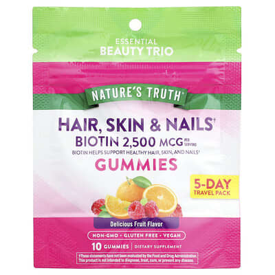 Nature's Truth, Hair, Skin & Nails, Delicious Fruity Flavors, 10 Gummies